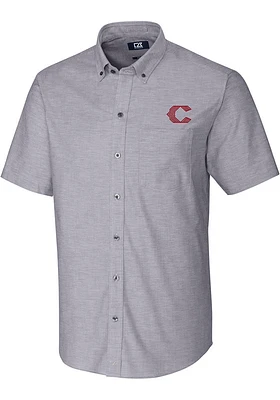 Cutter and Buck Cincinnati Reds Mens Charcoal City Connect Stretch Oxford Big Tall T-Shirt