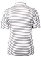 Cutter and Buck Cincinnati Reds Womens Grey City Connect Virtue Eco Pique Stripe Short Sleeve Po..