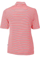 Cutter and Buck Cincinnati Reds Womens Red City Connect Virtue Eco Pique Stripe Short Sleeve Pol..