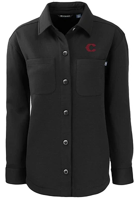 Cutter and Buck Cincinnati Reds Womens Black City Connect Roam Shirt Light Weight Jacket