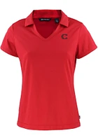 Cutter and Buck Cincinnati Reds Womens Red City Connect Daybreak V Neck Short Sleeve Polo Shirt