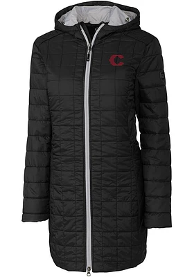 Cutter and Buck Cincinnati Reds Womens Black City Connect Rainier PrimaLoft Long Filled Jacket