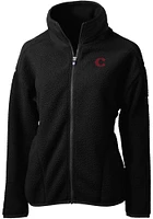 Cutter and Buck Cincinnati Reds Womens Black City Connect Cascade Sherpa Long Sleeve Full Zip Ja..