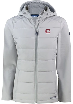 Cutter and Buck Cincinnati Reds Womens Charcoal City Connect Evoke Hood Heavy Weight Jacket