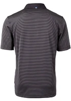 Cutter and Buck Cincinnati Reds Mens Black City Connect Virtue Eco Pique Micro Stripe Short Slee..