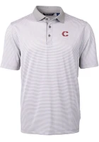 Cutter and Buck Cincinnati Reds Mens Grey City Connect Virtue Eco Pique Micro Stripe Short Sleev..