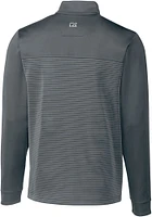 Cutter and Buck Cincinnati Reds Mens Grey City Connect Traverse Stripe Long Sleeve Qtr Zip Pullo..