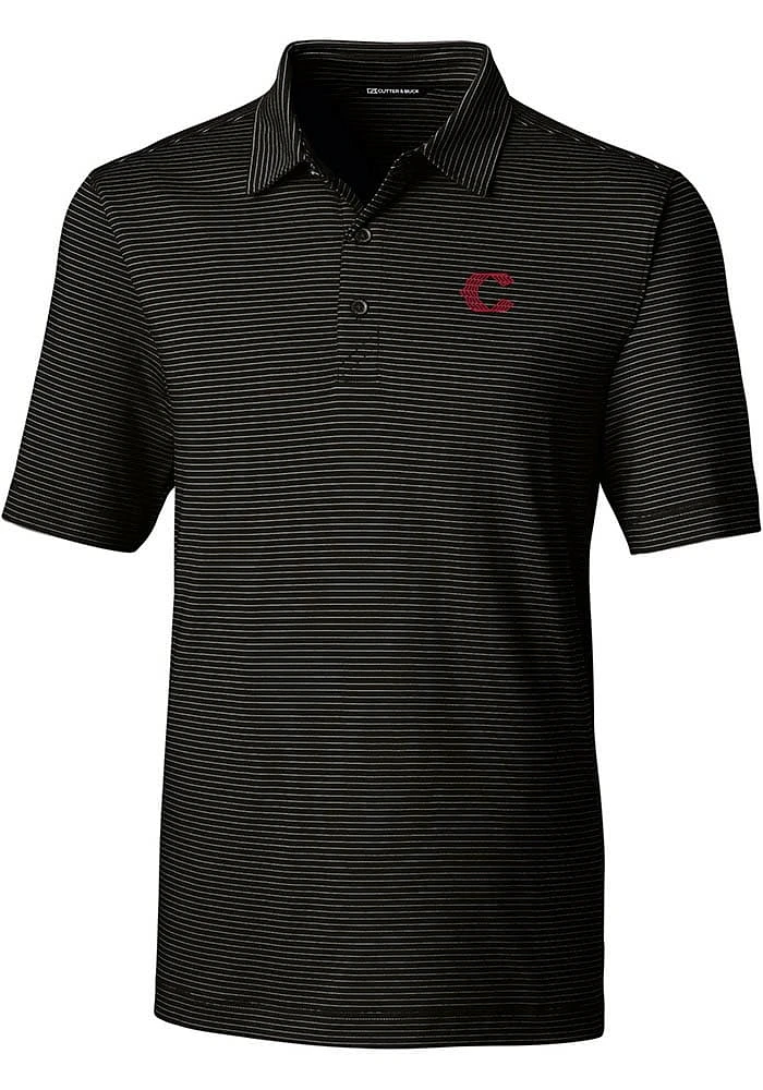 Cutter and Buck Cincinnati Reds Mens City Connect Forge Pencil Stripe Short Sleeve Polo