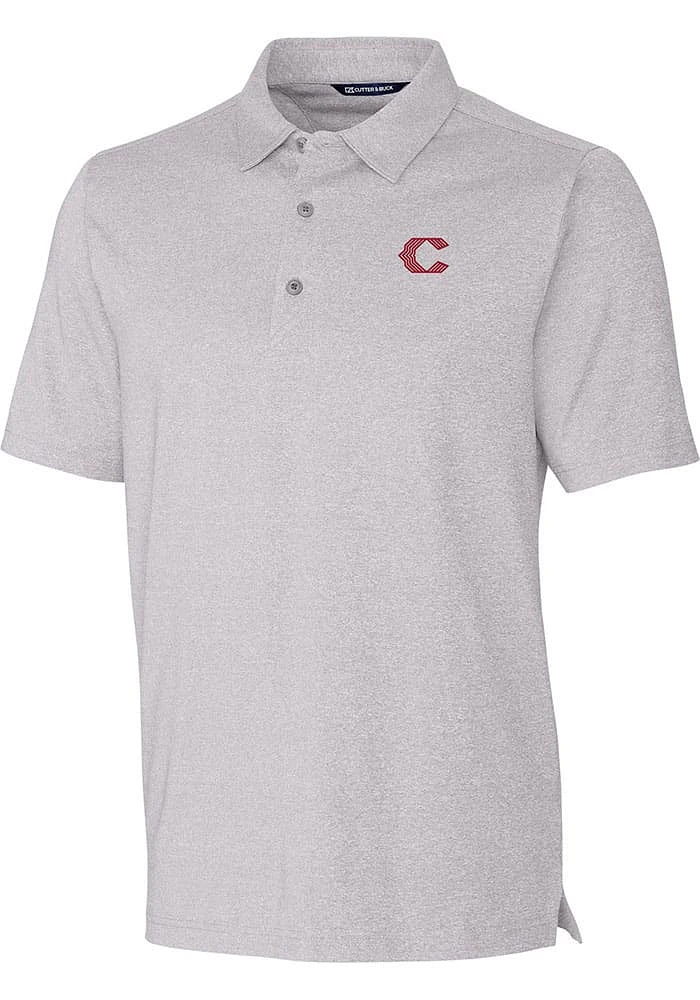 Cutter and Buck Cincinnati Reds Mens Grey City Connect Forge Heathered Short Sleeve Polo