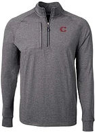 Cutter and Buck Cincinnati Reds Mens Black City Connect Adapt Eco Version Long Sleeve 1/4 Zip Pu..