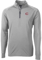 Cutter and Buck Cincinnati Reds Mens Grey City Connect Adapt Eco Knit Long Sleeve Qtr Zip Pullov..