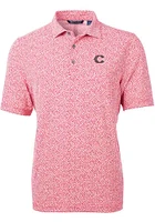 Cutter and Buck Cincinnati Reds Mens Red City Connect Virtue Eco Pique Botanical Short Sleeve Po..