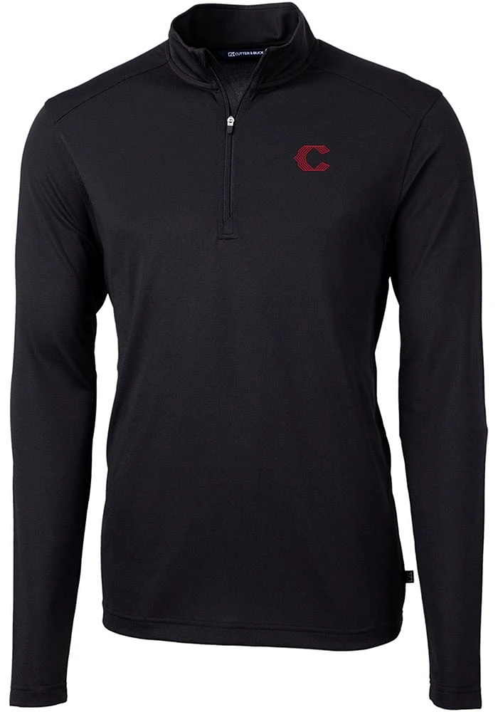 Cutter and Buck Cincinnati Reds Mens City Connect Virtue Eco Pique Long Sleeve Qtr Zip Pul