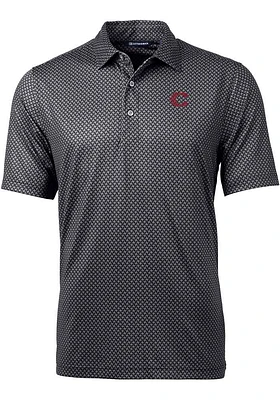 Cutter and Buck Cincinnati Reds Mens Black City Connect Pike Banner Short Sleeve Polo