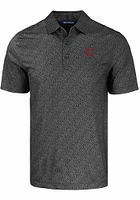 Cutter and Buck Cincinnati Reds Mens Black City Connect Pike Pebble Design Short Sleeve Polo