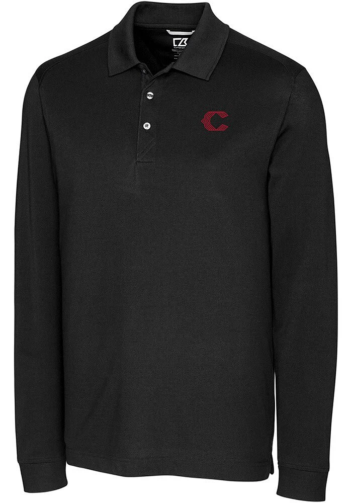 Cutter and Buck Cincinnati Reds Mens City Connect Advantage Long Sleeve Polo Shirt