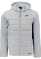 Cutter and Buck Cincinnati Reds Mens Charcoal City Connect Evoke Hood Heavyweight Jacket