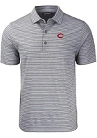 Cutter and Buck Cincinnati Reds Mens Forge Heather Stripe Short Sleeve Polo