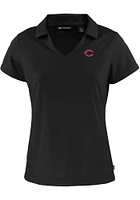 Cutter and Buck Cincinnati Reds Womens Daybreak V Neck Short Sleeve Polo Shirt