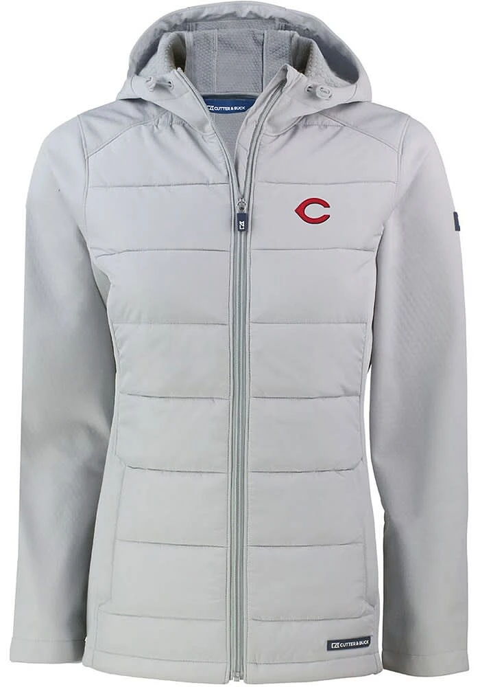 Cutter and Buck Cincinnati Reds Womens Charcoal Evoke Hood Heavy Weight Jacket