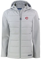 Cutter and Buck Cincinnati Reds Womens Charcoal Evoke Hood Heavy Weight Jacket