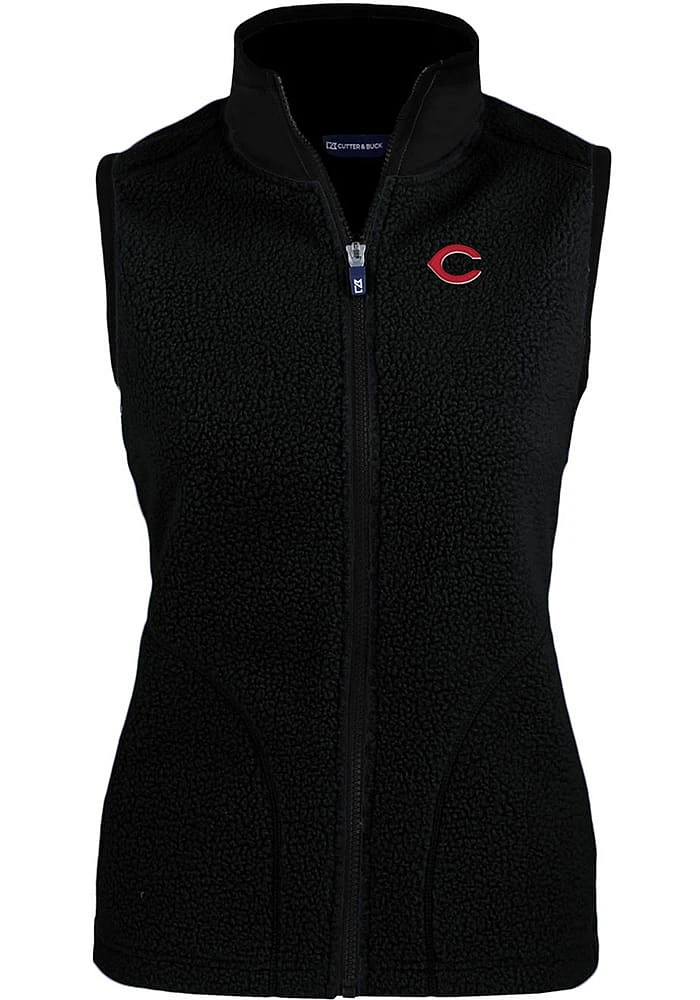 Cutter and Buck Cincinnati Reds Womens Black Cascade Sherpa Vest