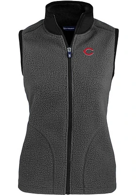 Cutter and Buck Cincinnati Reds Womens Grey Cascade Sherpa Vest