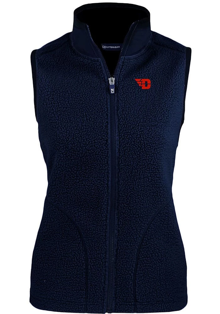 Cutter and Buck Dayton Flyers Womens Navy Blue Cascade Sherpa Vest