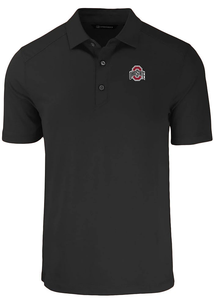 Cutter and Buck Ohio State Buckeyes Black Forge Eco Stretch Big Tall Polo