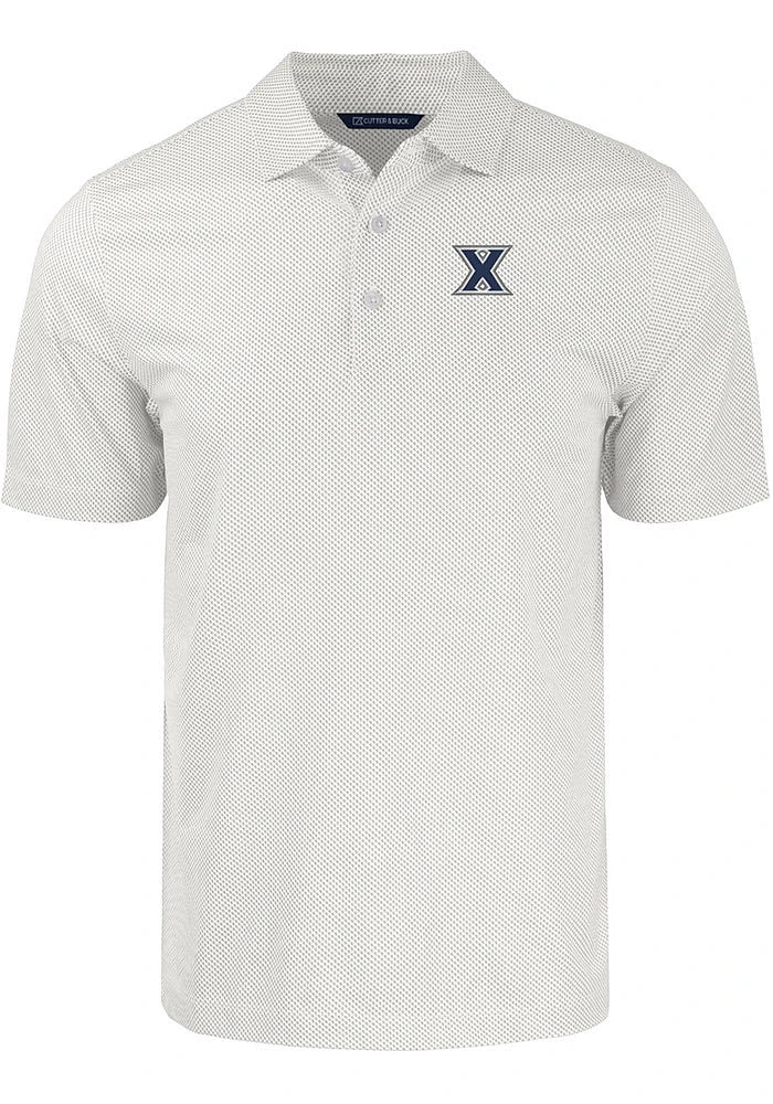 Cutter and Buck Xavier Musketeers Mens White Pike Symmetry Big Tall Polos Shirt