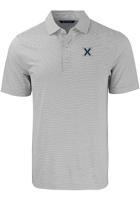 Cutter and Buck Xavier Musketeers Mens Grey Forge Double Stripe Big Tall Polos Shirt