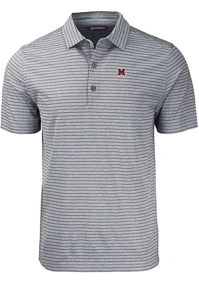 Cutter and Buck Miami RedHawks Mens Forge Heather Stripe Big Tall Polos Shirt