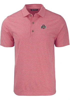 Cutter and Buck Ohio State Buckeyes Cardinal Forge Heather Stripe Big Tall Polo