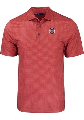 Cutter and Buck Ohio State Buckeyes Cardinal Pike Eco Geo Print Big Tall Polo