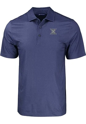 Cutter and Buck Xavier Musketeers Mens Navy Blue Pike Eco Geo Print Big Tall Polos Shirt