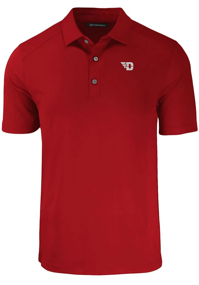 Cutter and Buck Dayton Flyers Mens Cardinal Forge Recycled Short Sleeve Polo