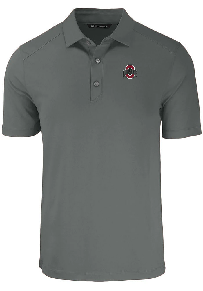 Cutter and Buck Ohio State Buckeyes Mens Solid Forge Recycled Short Sleeve Polo