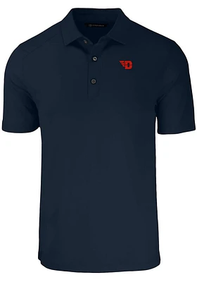 Cutter and Buck Dayton Flyers Mens Navy Blue Forge Version Short Sleeve Polo