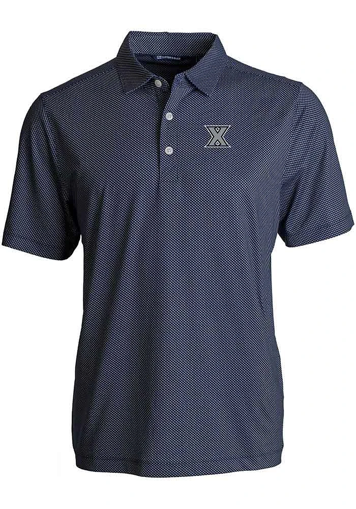 Cutter and Buck Xavier Musketeers Mens Navy Blue Pike Symmetry Short Sleeve Polo