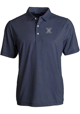 Cutter and Buck Xavier Musketeers Mens Navy Blue Pike Symmetry Short Sleeve Polo