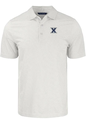 Cutter and Buck Xavier Musketeers Mens White Pike Symmetry Short Sleeve Polo