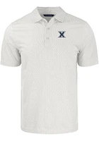 Cutter and Buck Xavier Musketeers Mens White Pike Symmetry Short Sleeve Polo