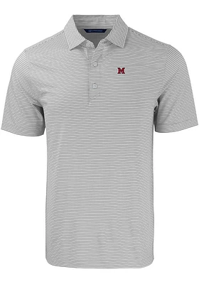 Cutter and Buck Miami RedHawks Mens Forge Double Stripe Short Sleeve Polo