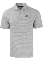 Cutter and Buck Ohio State Buckeyes Mens Forge Double Stripe Short Sleeve Polo