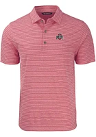 Cutter and Buck Ohio State Buckeyes Mens Red Forge Heather Stripe Short Sleeve Polo