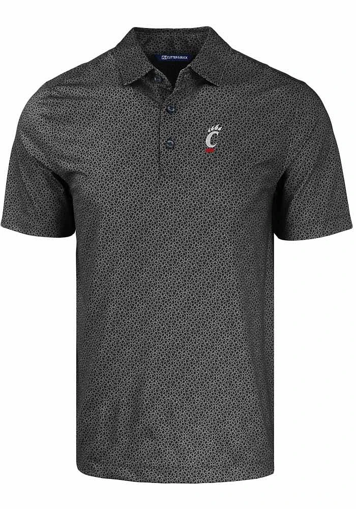 Cutter and Buck Cincinnati Bearcats Mens Black Pike Pebble Logo Short Sleeve Polo