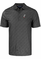 Cutter and Buck Cincinnati Bearcats Mens Black Pike Pebble Logo Short Sleeve Polo