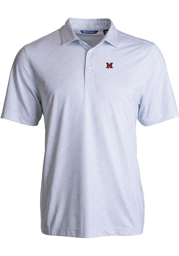 Cutter and Buck Miami RedHawks Mens Pike Pebble Short Sleeve Polo