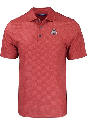 Cutter and Buck Ohio State Buckeyes Mens Pike Eco Geo Print Short Sleeve Polo