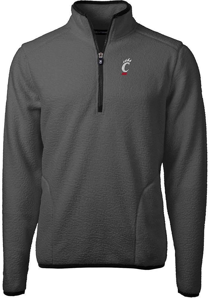 Cutter and Buck Cincinnati Bearcats Mens Grey Cascade Sherpa Long Sleeve 1/4 Zip Pullover